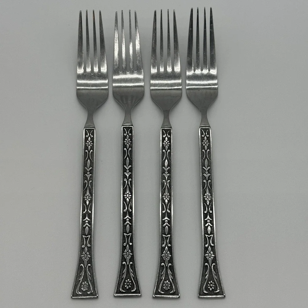 Grand Prix Siboney MCM Stainless Flatware Japan Dinner Fork 4 Set 1960s